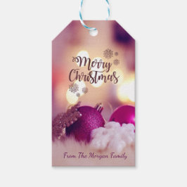 Etiqueta Para Presente Bolas de Natal Violeta Elegantes