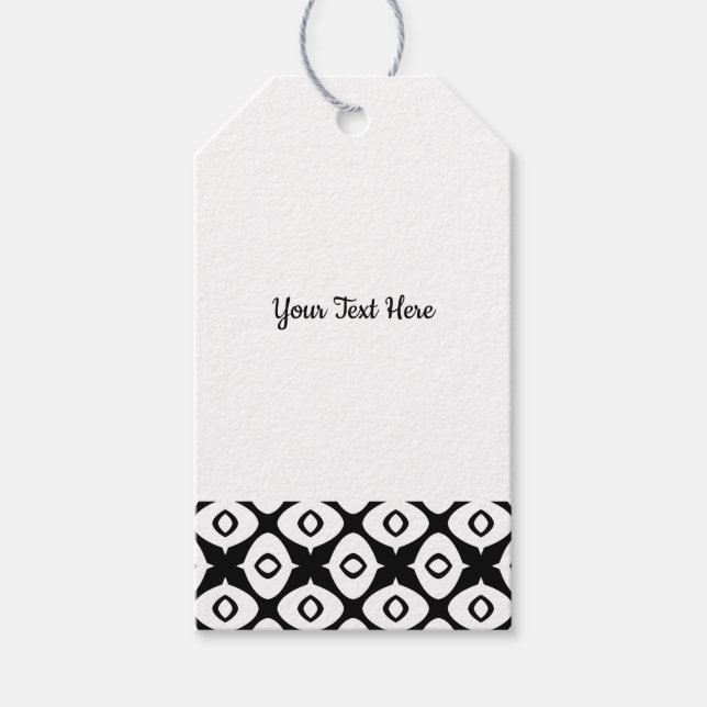 Etiqueta Para Presente Bold Black and White Symmetrical Arabesque Pattern (Frente)