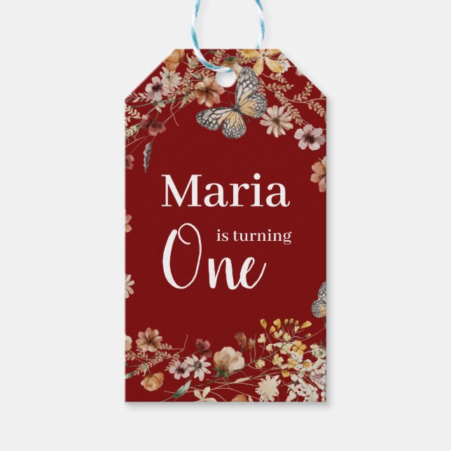 Etiqueta Para Presente Bold Rustic Floral Baby Birday (Frente)