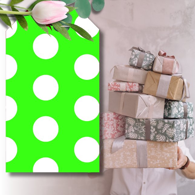 Etiqueta Para Presente Bolinhas brancas neon-line grandes (Criador carregado)