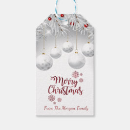 Etiqueta Para Presente Bolinhas de Natal Brancas Elegantes