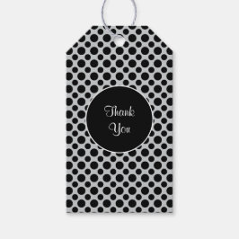 Etiqueta Para Presente Bolinhas Pretas na Cinza Personalizada Obrigado Et