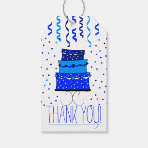 Etiqueta Para Presente Bolo de aniversário azul - obrigado presente