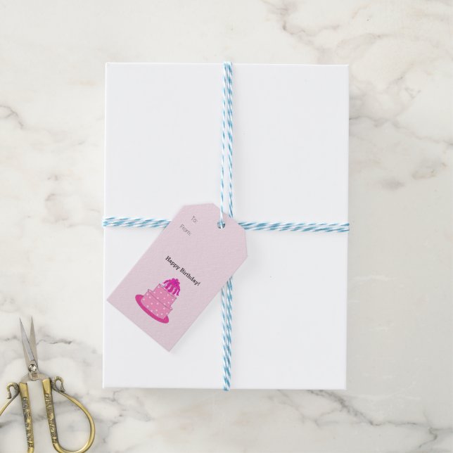 Etiqueta Para Presente Bolo de Aniversário Doce (Com cordão)