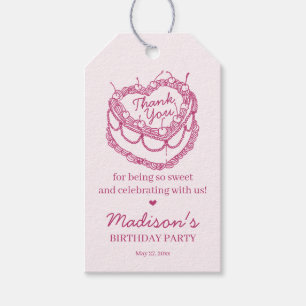 Etiqueta Para Presente Bolo de Cereja com Coqueteira Retro Cor-de-Rosa Ro