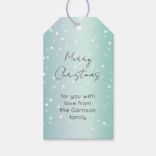 Etiqueta Para Presente Bolo de Natal com Pontos Bokeh Branco Menta e Laço