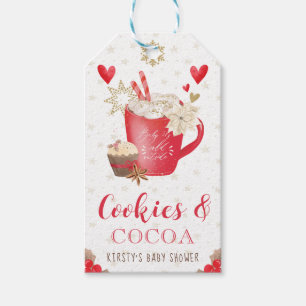 Etiqueta Para Presente Bolo de Natal Vermelho e Chá de Bebê com Cacau