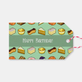 Etiqueta Para Presente Bolos Bonito Feliz Aniversário! Padrão de Bolo e P