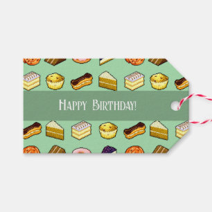 Etiqueta Para Presente Bolos Bonito Feliz Aniversário! Padrão de Bolo e P