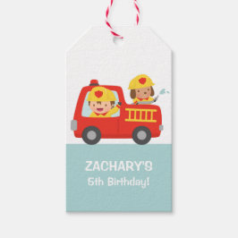 Etiqueta Para Presente Bombeiro Rapaz na Festa de aniversário do Caminhão