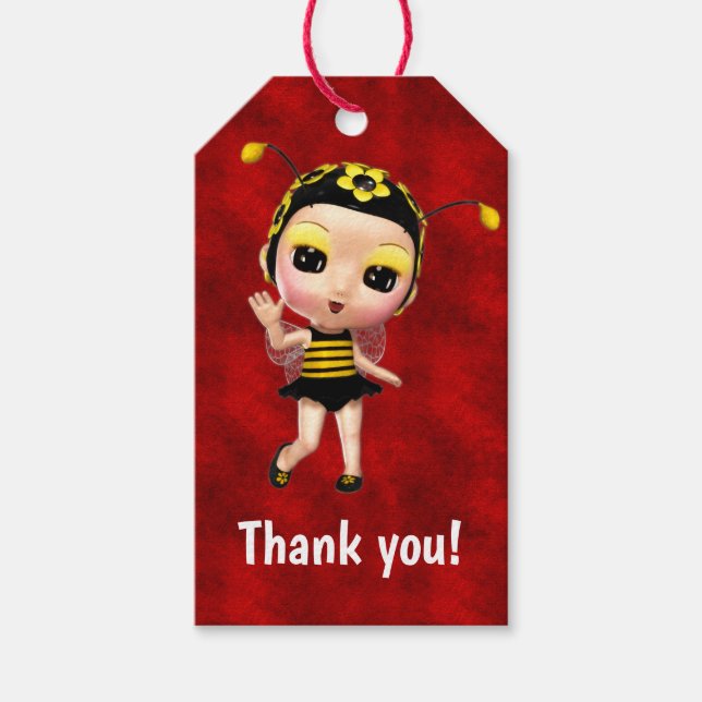 Etiqueta Para Presente Boneca de Leite Amarela no Veludo Vermelho (Frente)