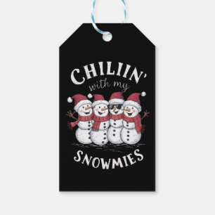 Etiqueta Para Presente Boneco de Neve de Natal Relaxando Com Meus Amigos