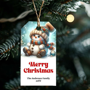 Etiqueta Para Presente Boneco de Neve Encantador Natal Crianças Personali