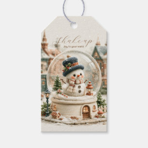 Etiqueta Para Presente Boneco de Neve Fofo em Globo de Neve