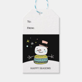 Etiqueta Para Presente Boneco de neve retrô feliz estações natal