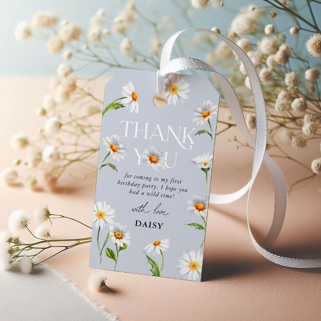 Etiqueta Para Presente Bonita Daisy Wild Um primeiro aniversario Obrigado (Criador carregado)