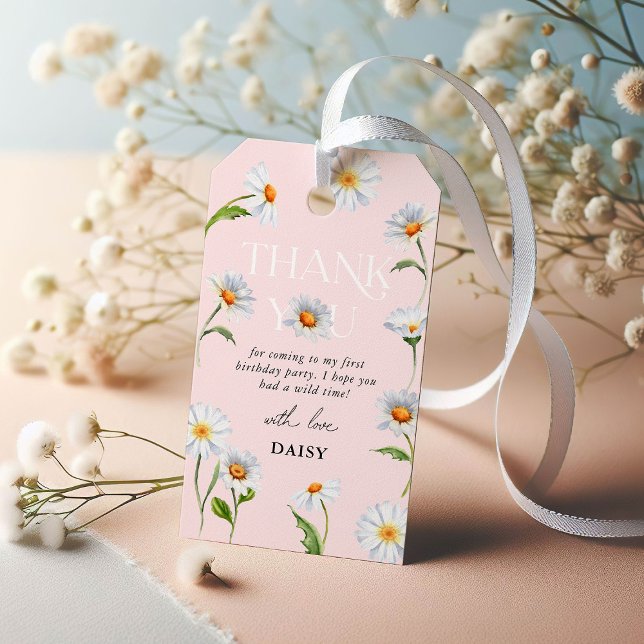 Etiqueta Para Presente Bonita Daisy Wild Um primeiro aniversario Obrigado (Criador carregado)