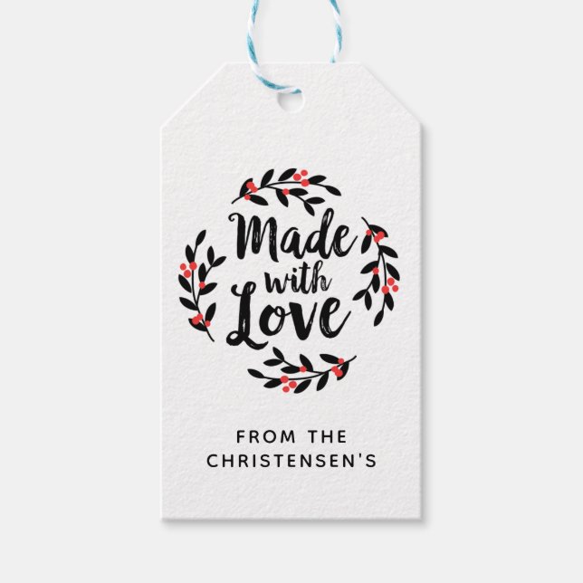 Etiqueta Para Presente Bonita Fita, Feita À Mão, Com Fio De Amor (Frente)