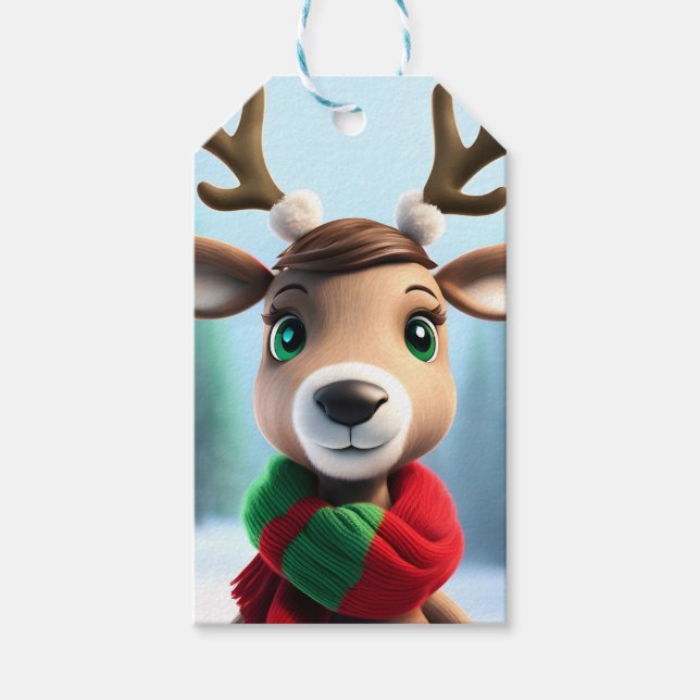 Etiqueta Para Presente Bonita Reindeer (Frente)