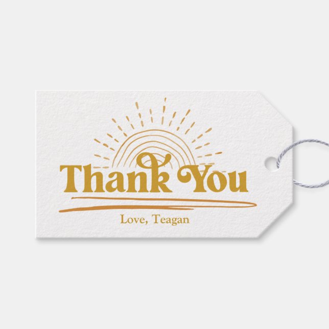 Etiqueta Para Presente Bonito Boho Sun Obrigado (Frente (horizontal))