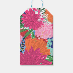 Etiqueta Para Presente Bonito Colorido Grande Flores - Design