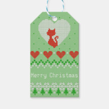 Bonito Knit de Coração X-Mas de Gato Verde