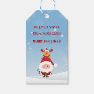 Etiqueta Para Presente Bonito Presente De Papai Noel Para Crianças, Rudol