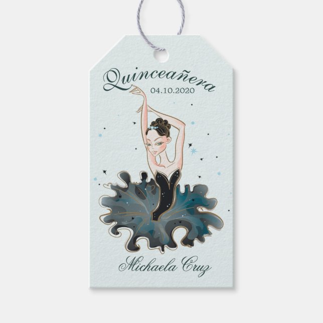 Etiqueta Para Presente Bonito Princesa Emerald Quinceanera (Frente)