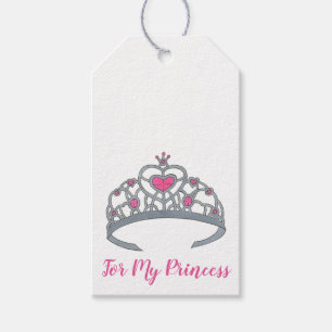 Etiqueta Para Presente Bonito Princesa Rosa Tiara Festa de aniversário Gi
