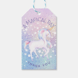 Etiqueta Para Presente Bonito Rainbow Unicorn Glittery Personalizado Favo