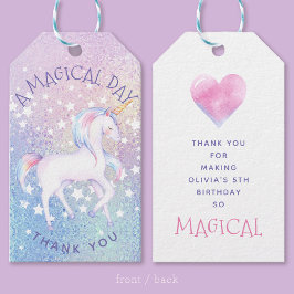 Etiqueta Para Presente Bonito Rainbow Unicorn Glittery Personalizado Favo