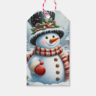 Etiqueta Para Presente Bonito, Vintage/Natal Whimsical/boneco de neve de
