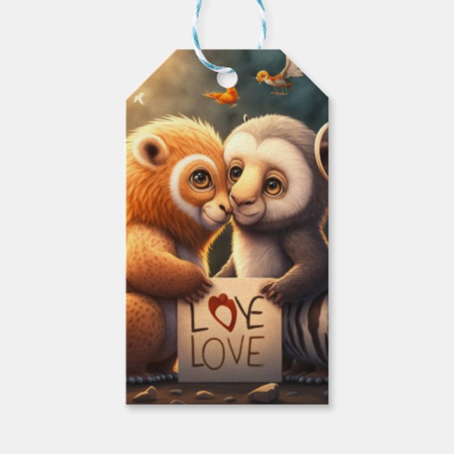 Etiqueta Para Presente Bons animais apaixonados (Frente)