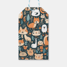 Etiqueta Para Presente Bons animais divertem-se com decor design verde