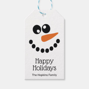 Etiqueta Para Presente Bons Feriados Boneco de Neve Personalizado