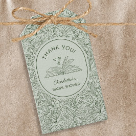 Etiqueta Para Presente Book Theme Green Floral Literary Bridal Shower
