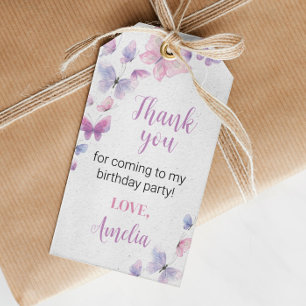 Etiqueta Para Presente Borboleta Aniversário Obrigado Tag