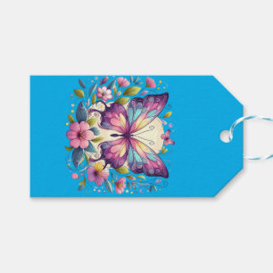 Etiqueta Para Presente Borboleta branca e colorida