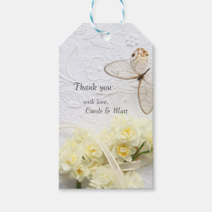 Etiqueta Para Presente Borboleta com flores de primavera