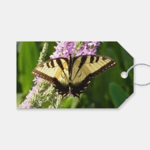Etiqueta Para Presente Borboleta-de-cauda-andorinha em Flores Roxas