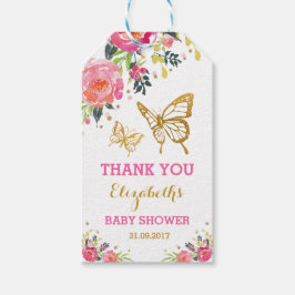 Etiqueta Para Presente Borboleta Dourada feminina, cor-de-água rosa-quent