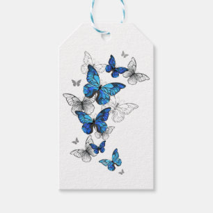 Etiqueta Para Presente Borboletas Azuis Voadoras Morpho