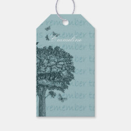 Etiqueta Para Presente Borboletas de pássaros azuis Árvore de sonhos