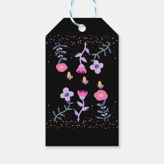 Etiqueta Para Presente borboletas e flores (Frente)