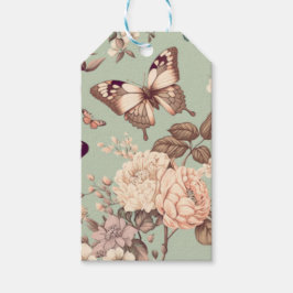 Etiqueta Para Presente Borboletas e flores decoração verde claro