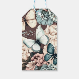 Etiqueta Para Presente Borboletas e flores marrons