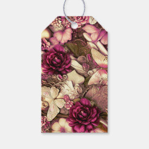 Etiqueta Para Presente Borboletas E Rosas De Colagem Decorativa