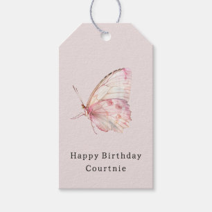 Etiqueta Para Presente Borboletas rosa bonito Aniversário