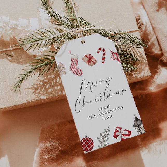 Etiqueta Para Presente Borda de Natal com Aquarela Festiva (Criador carregado)