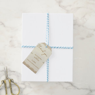 Etiqueta Para Presente Borda de Renda Creme Vintage Elegante Casamento